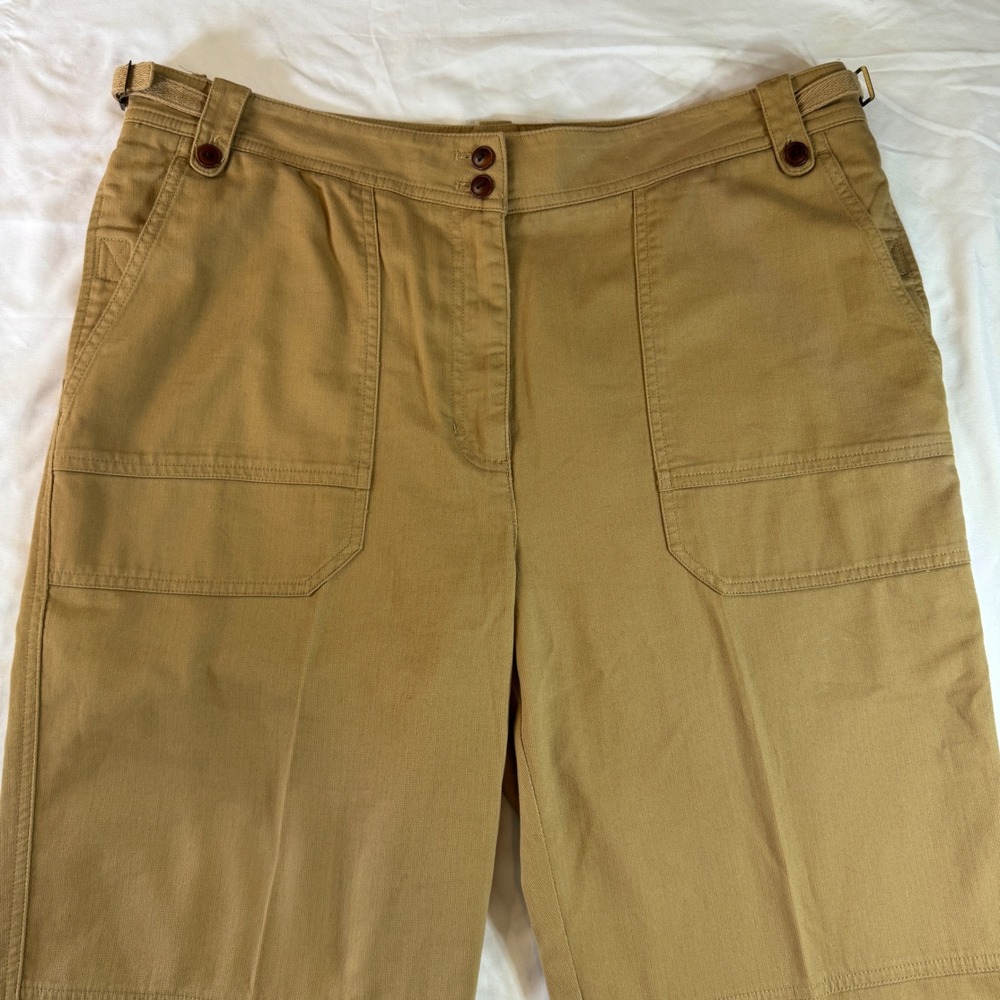 Y2K Lauren Ralph Lauren Tan‎ Khaki Wide Leg Utility Pants Women's Size 14 Boho - Picture 2 of 9
